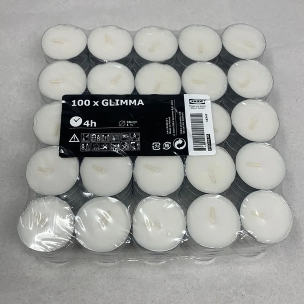 100 piece GLIMMA Unscented tealights 4hr Ikea Sweden